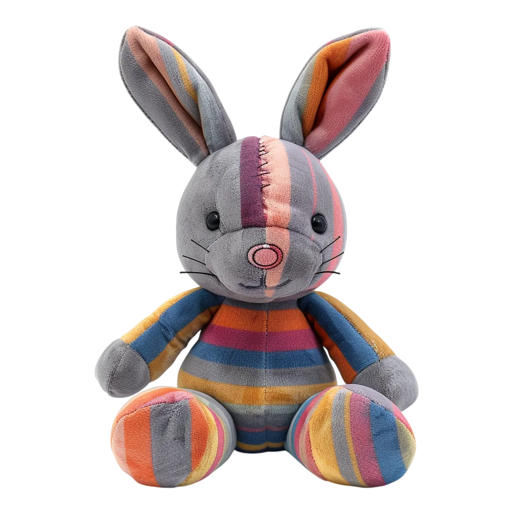 Cute Knitted Bunny Toy Multicolored PNG