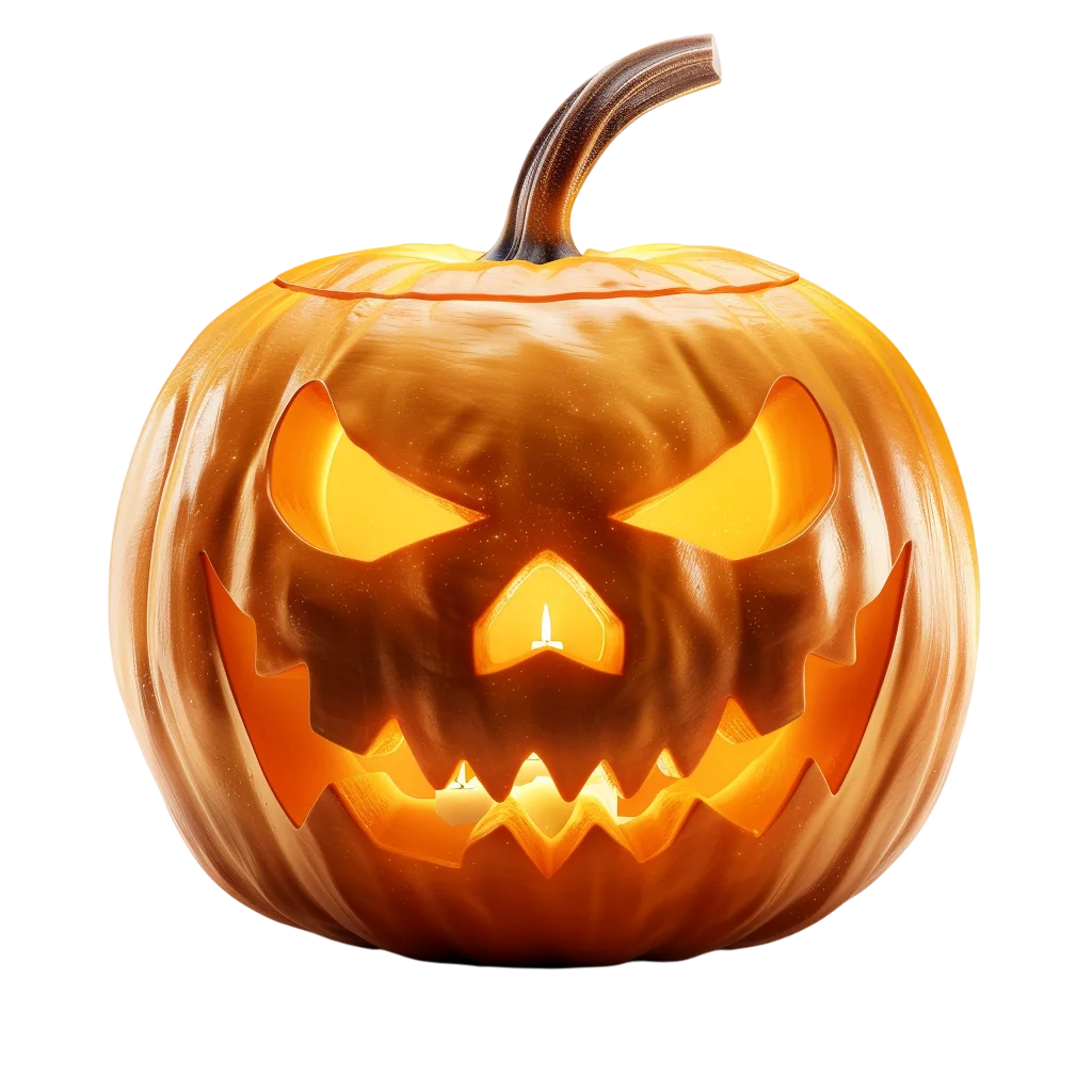Bright Spooky Jack O Lantern Pumpkin PNG