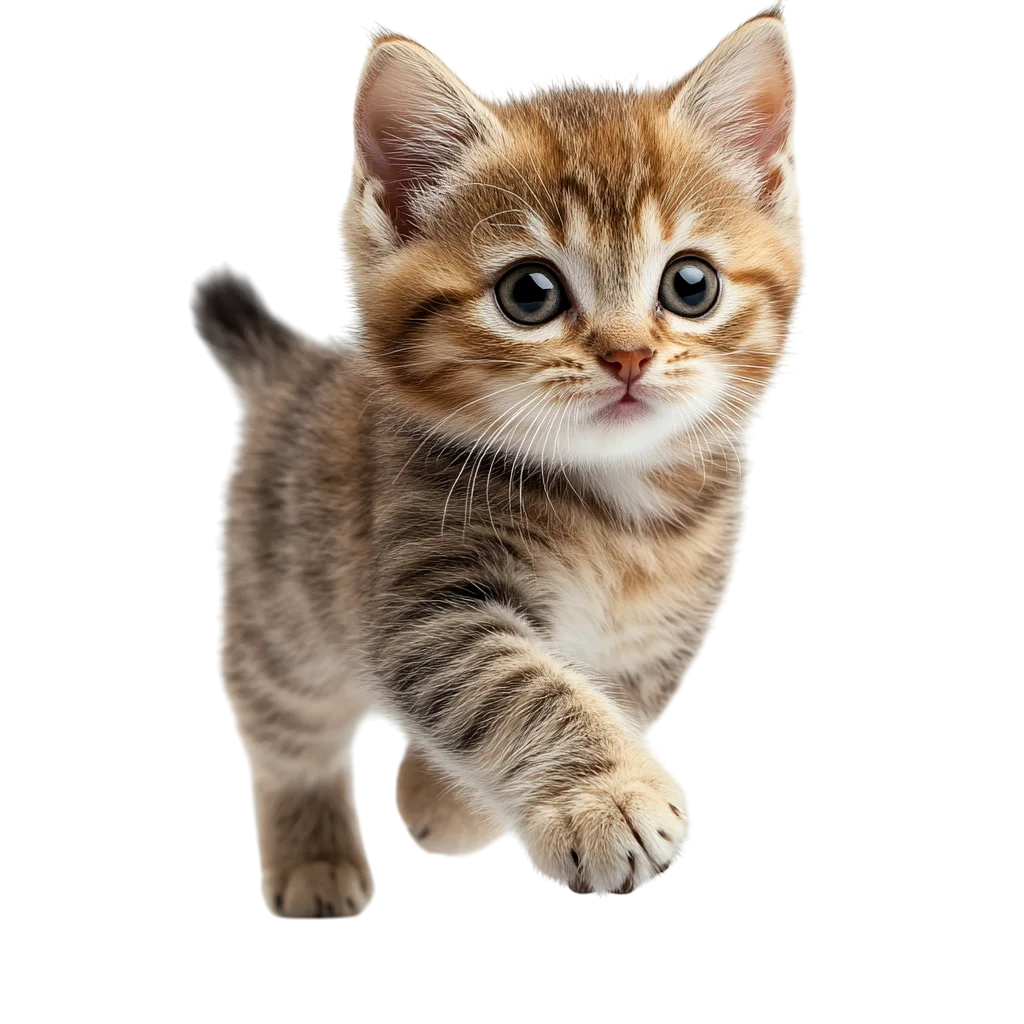 Cute Tabby Kitten Walking Playful PNG