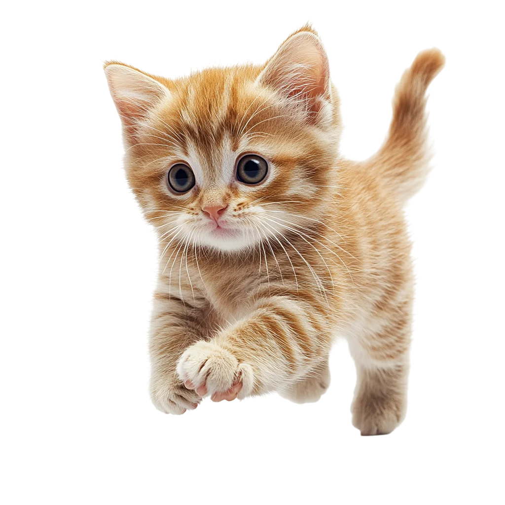 Cute Ginger Kitten Walking Forward PNG