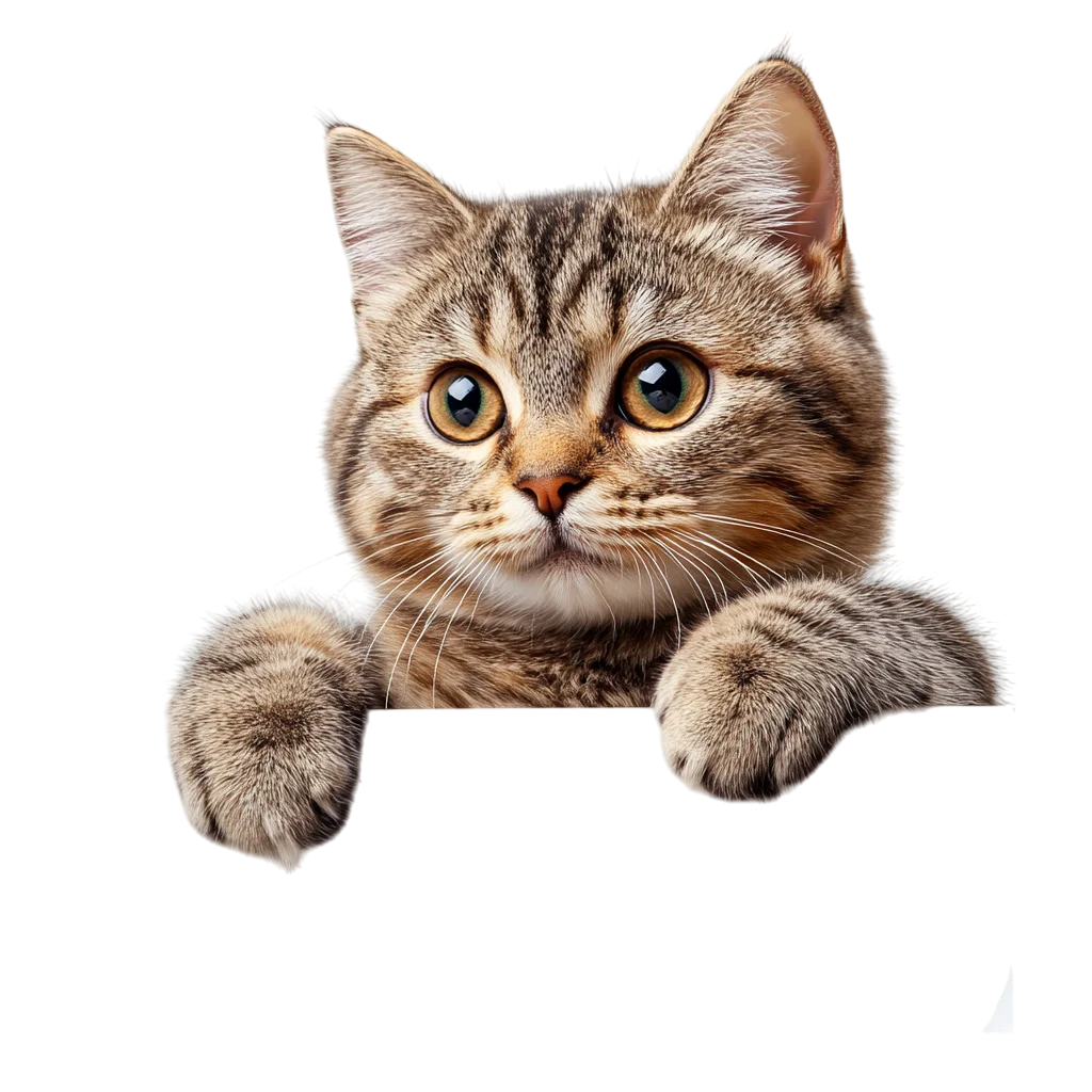 Cute Tabby Kitten Peeking Over Edge PNG