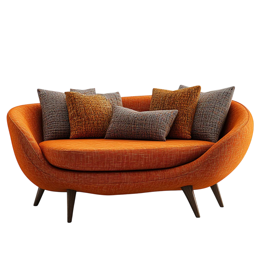 Modern Orange Living Room Sofa Couch PNG