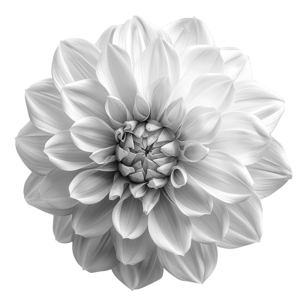 Monochrome Dahlia Flower Free PNG