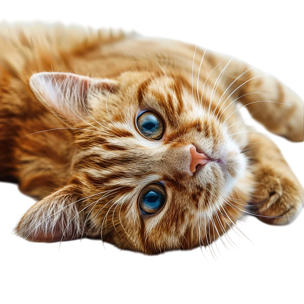 Cute Ginger Orange Kitten Resting Side PNG