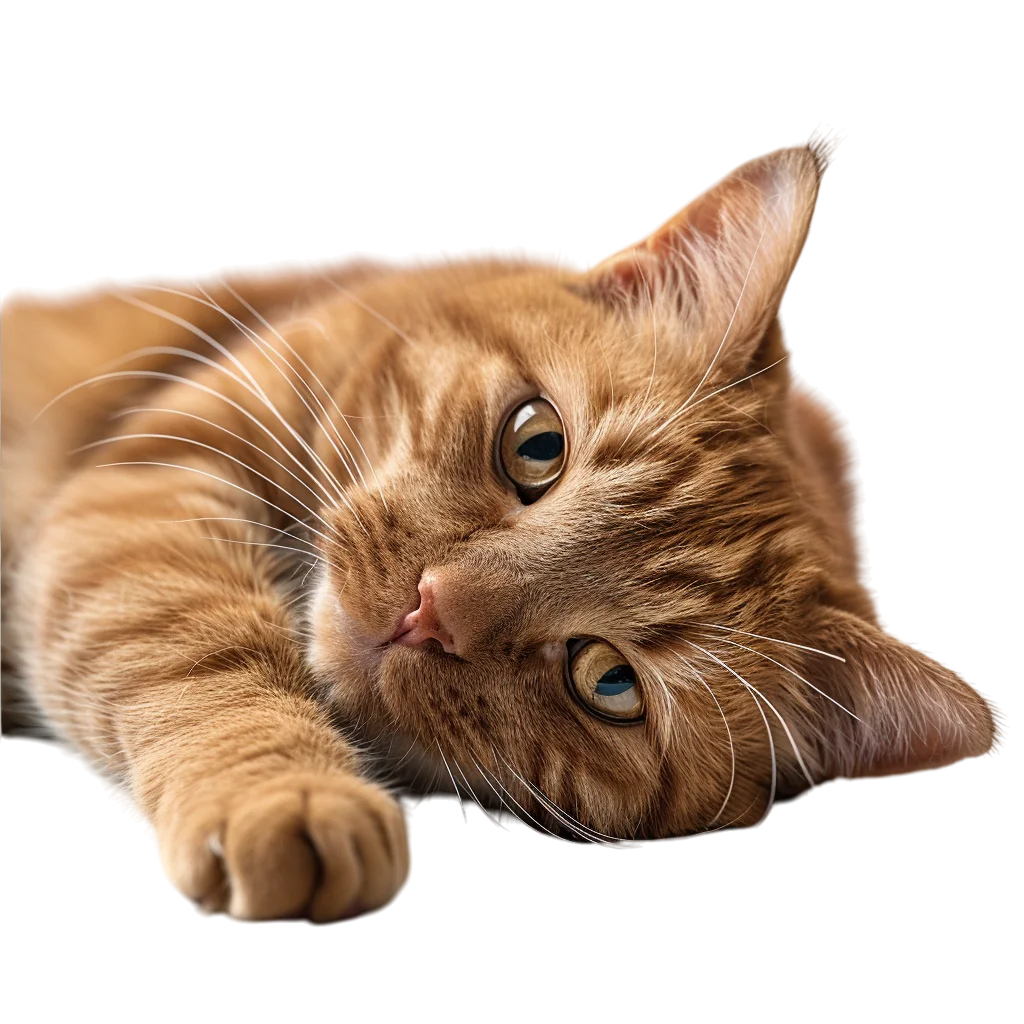 Cute Ginger Orange Kitten Lying Down PNG