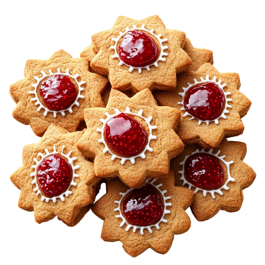 Fresh Baked Jam Cookies Stacked Arrangement PNG