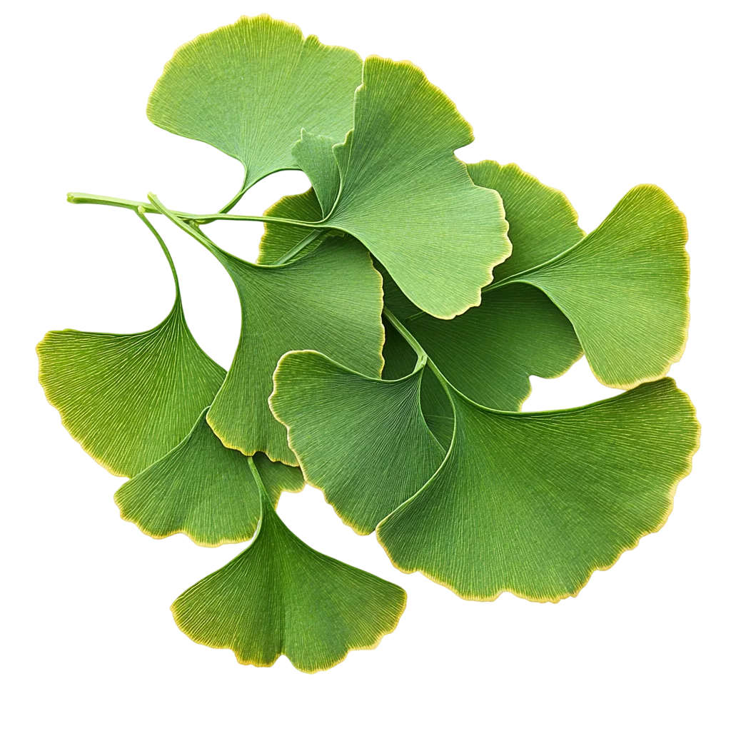 Fresh Green Ginkgo Biloba Leaves Cluster PNG