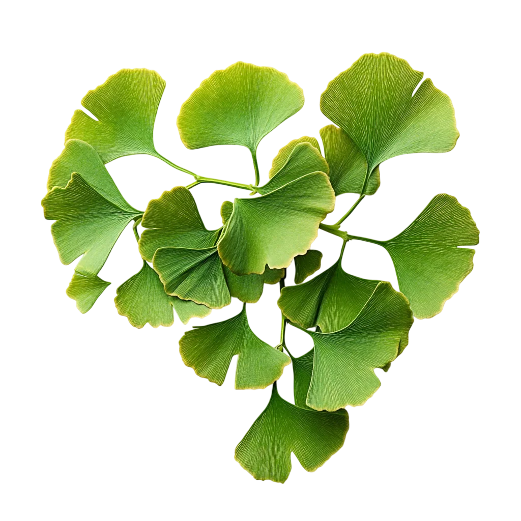 Fresh Green Ginkgo Leaves Twig Branch PNG