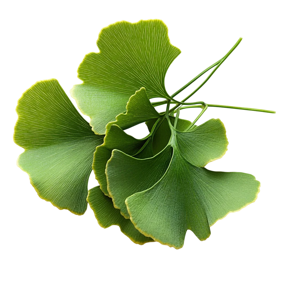 Fresh Green Ginkgo Leaves Twig Isolated PNG