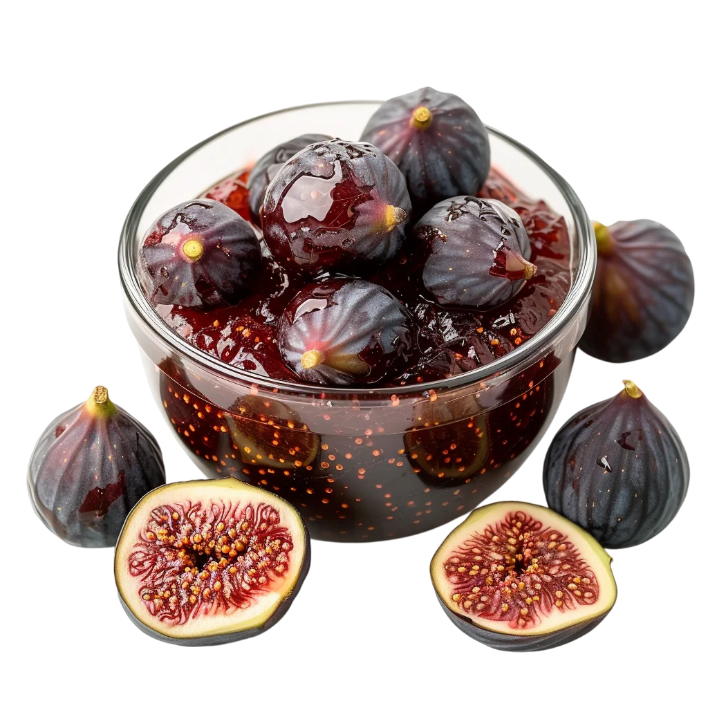 Fresh Whole And Sliced Purple Figs Bowl PNG