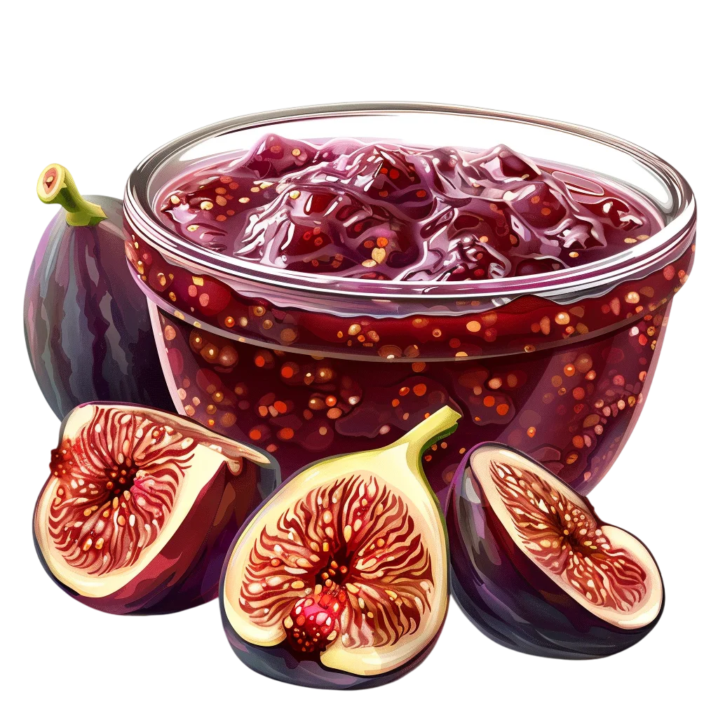 Fresh Sweet Fig Jam In Glass Bowl PNG