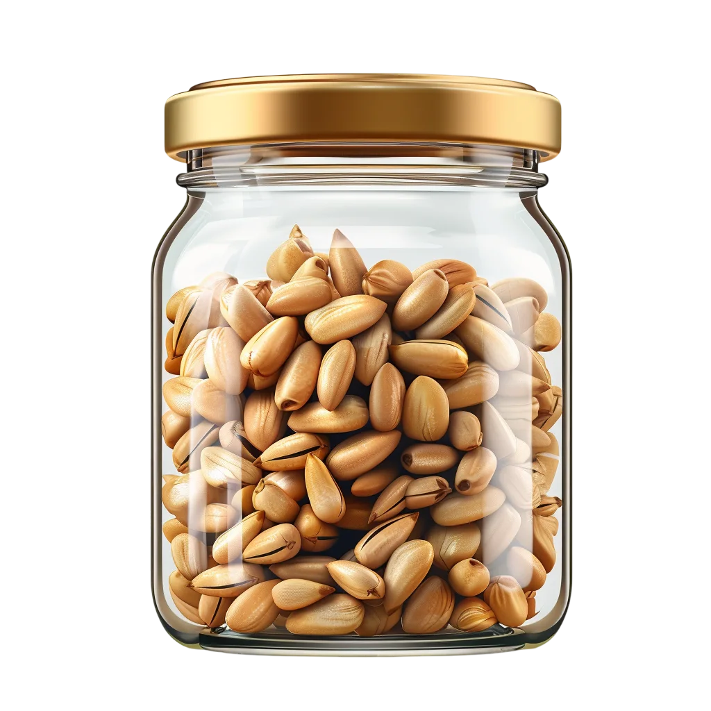 Glass Jar Of Roasted Almond Nuts Snack PNG