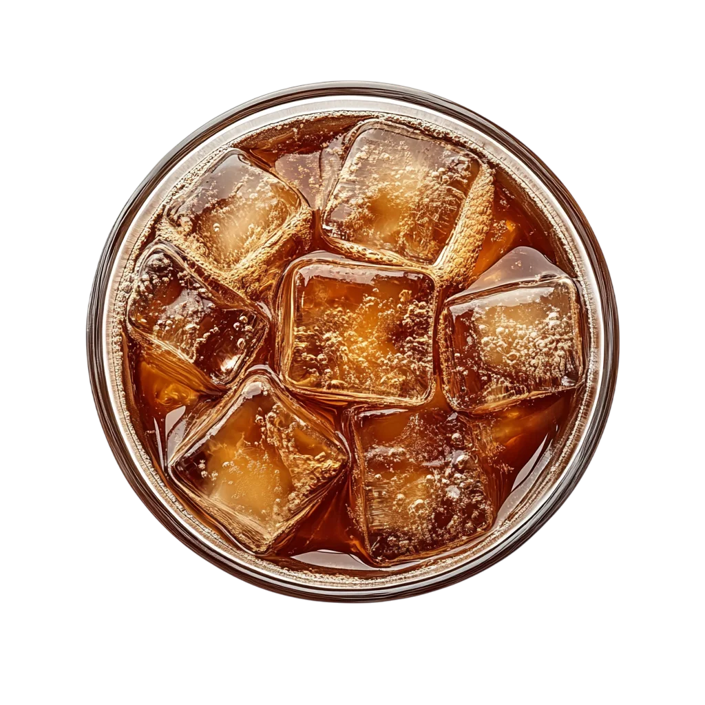 Glass Of Iced Cola Soda Top View PNG