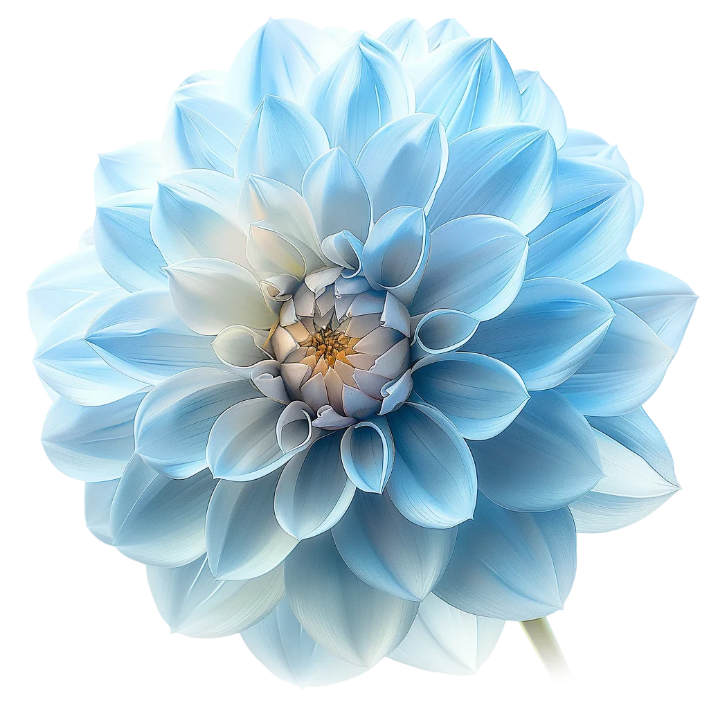 Layered Blue Dahlia Flower Free PNG Illustration
