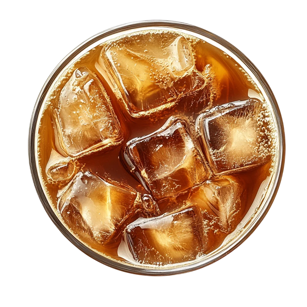 Glass Of Iced Coffee Top View PNG