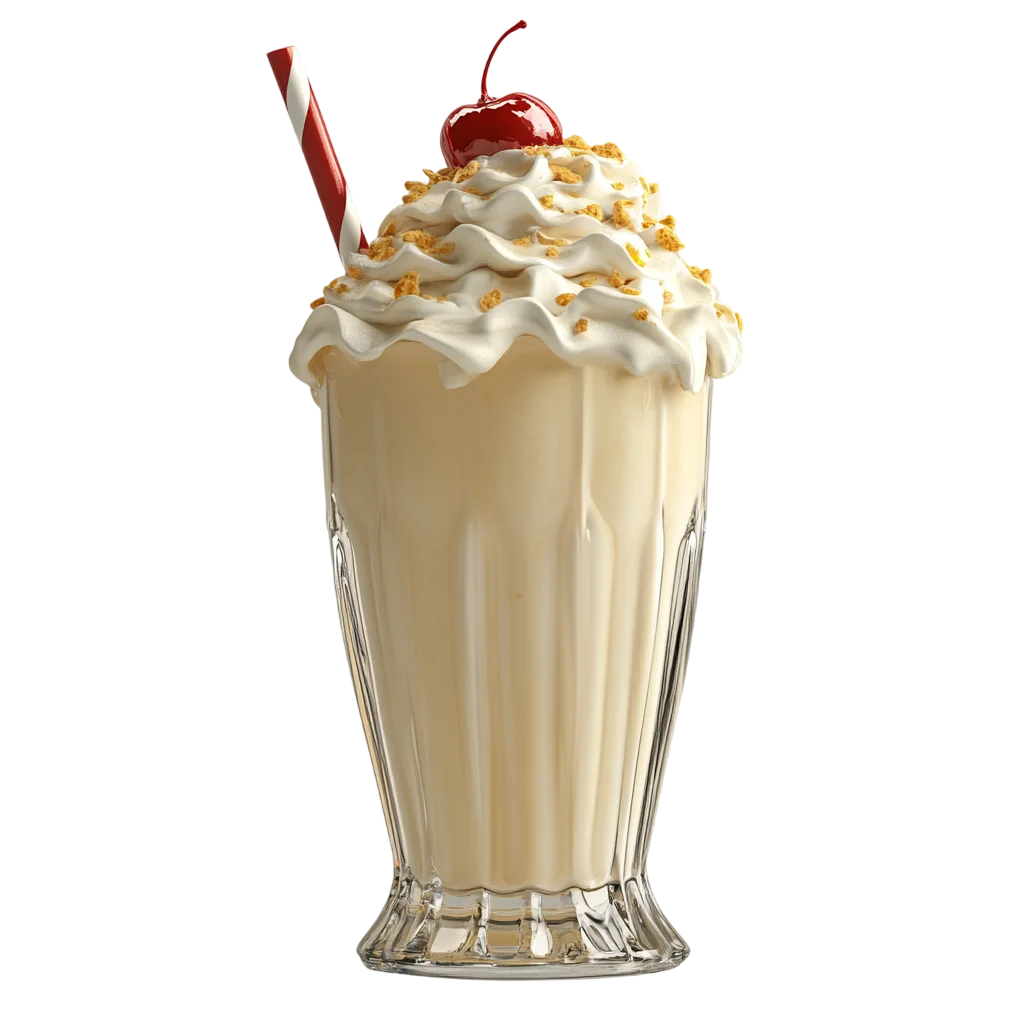 Vanilla Milkshake Glass With Cherry PNG