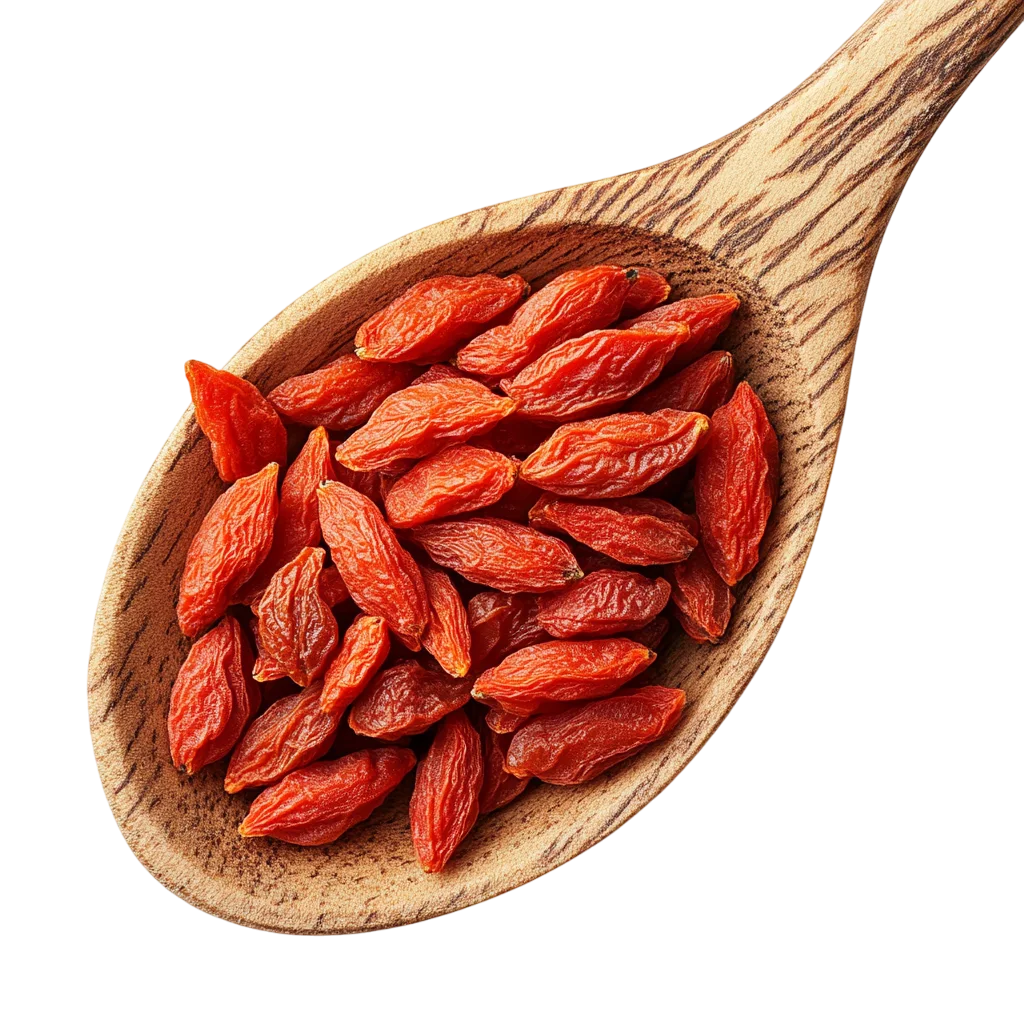 Fresh Goji Berries Wooden Spoon Free PNG