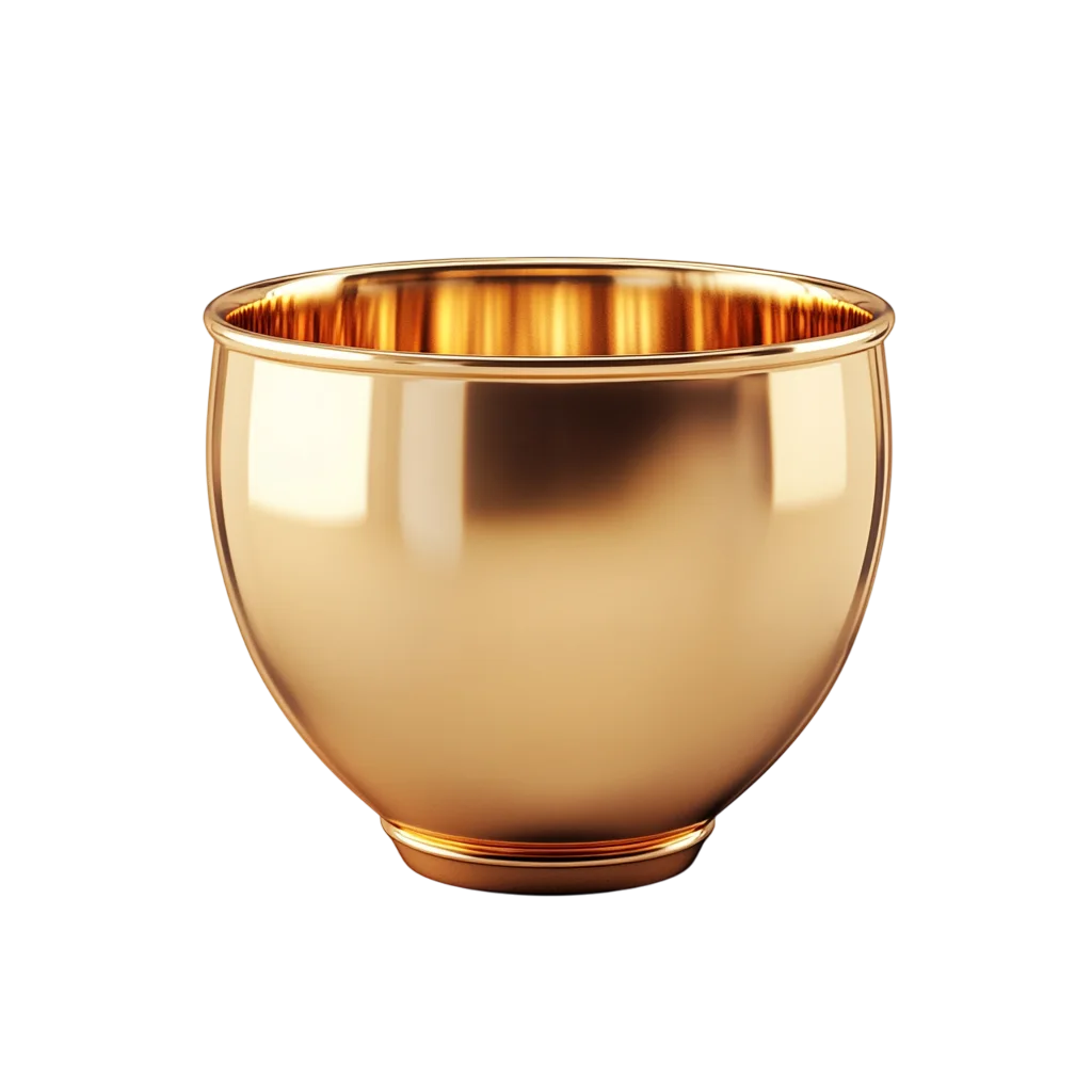 Shiny Small Gold Bowl Container Free PNG