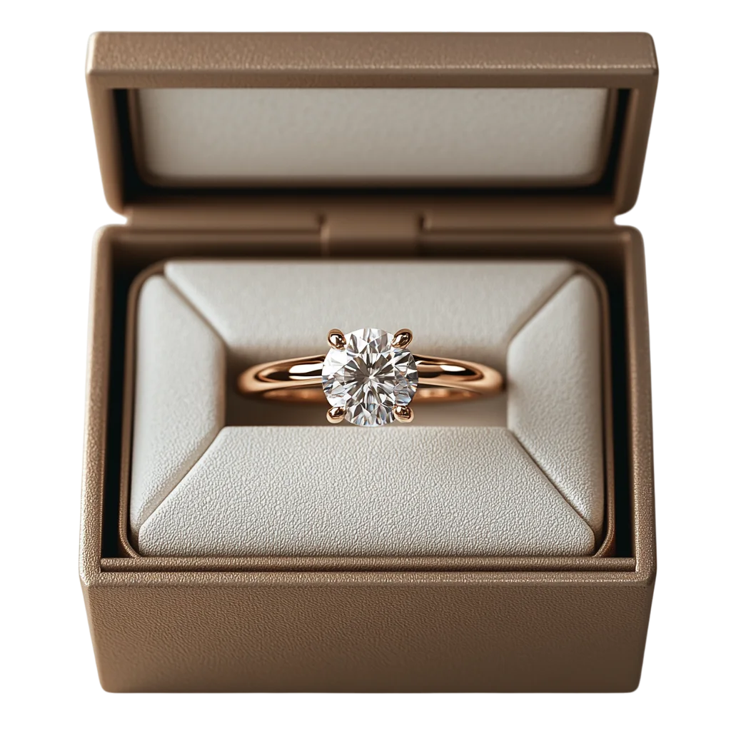 Elegant Diamond Engagement Ring Box PNG