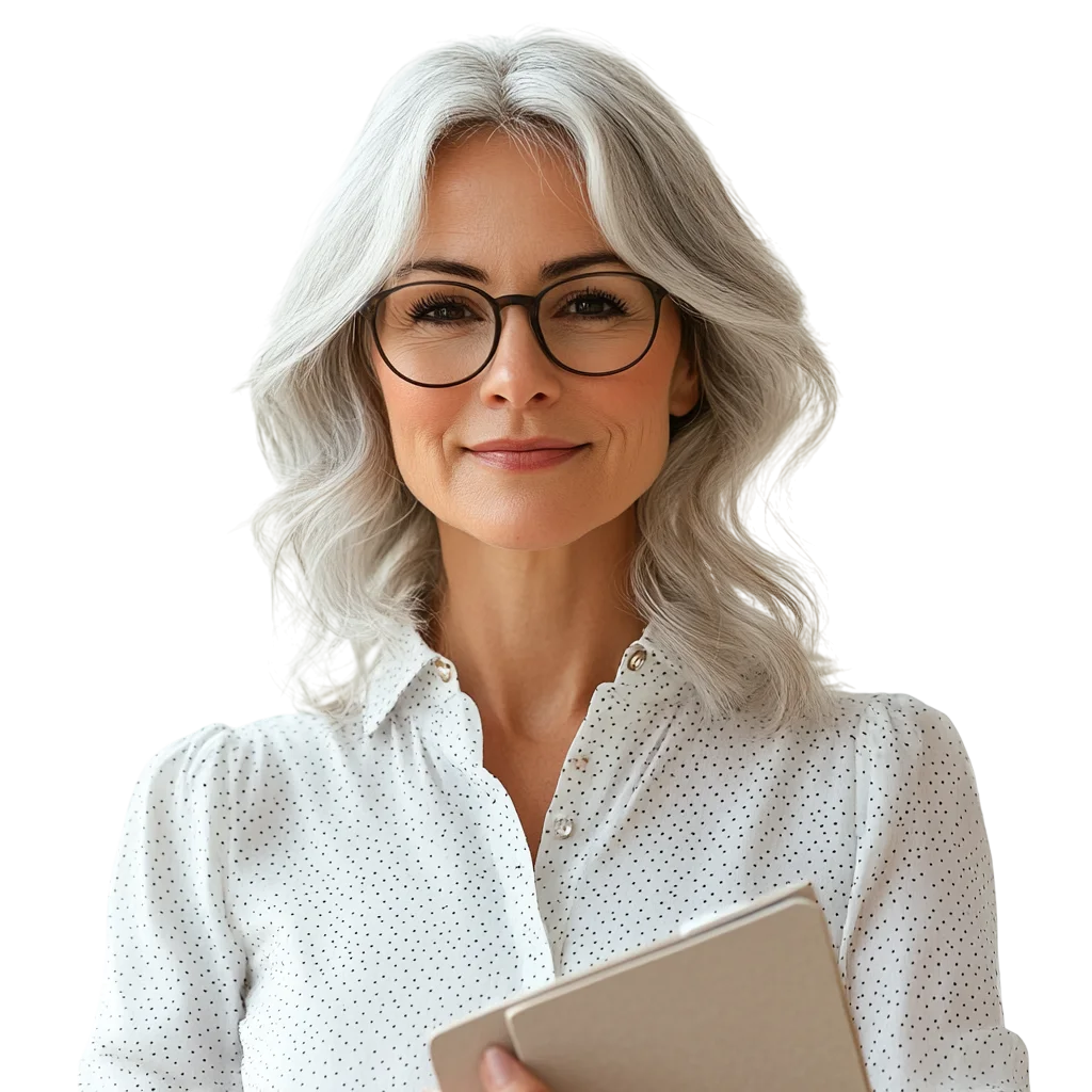 Smiling Senior Woman Wearing Glasses PNG