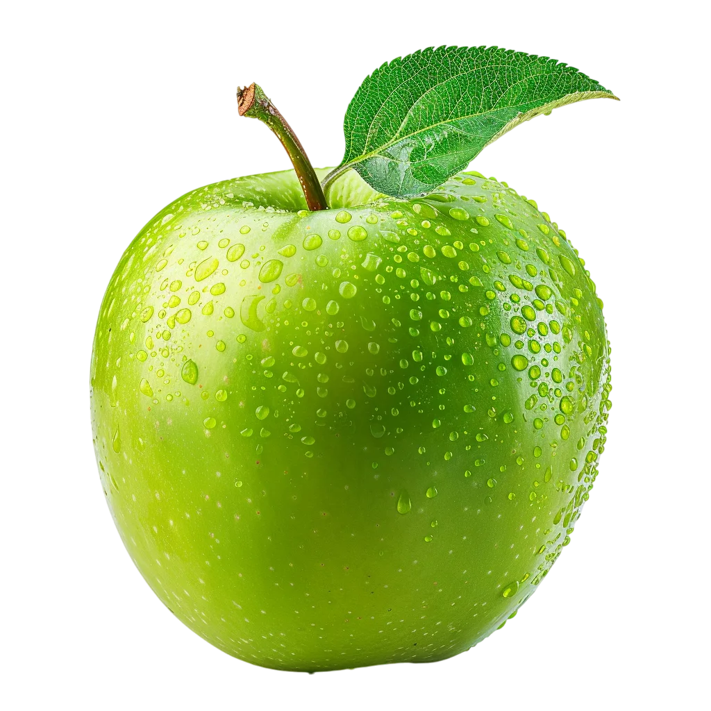 Fresh Juicy Green Apple With Leaf PNG