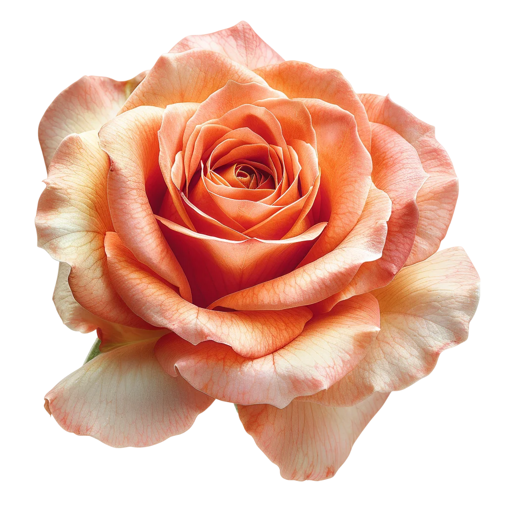Peach Orange Rose Blossom on Transparent Background - Free PNG