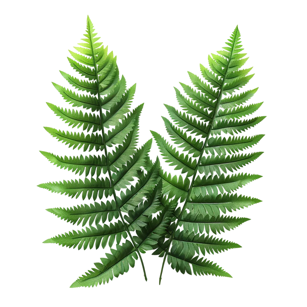 Fresh Green Fern Fronds Pair Isolated PNG