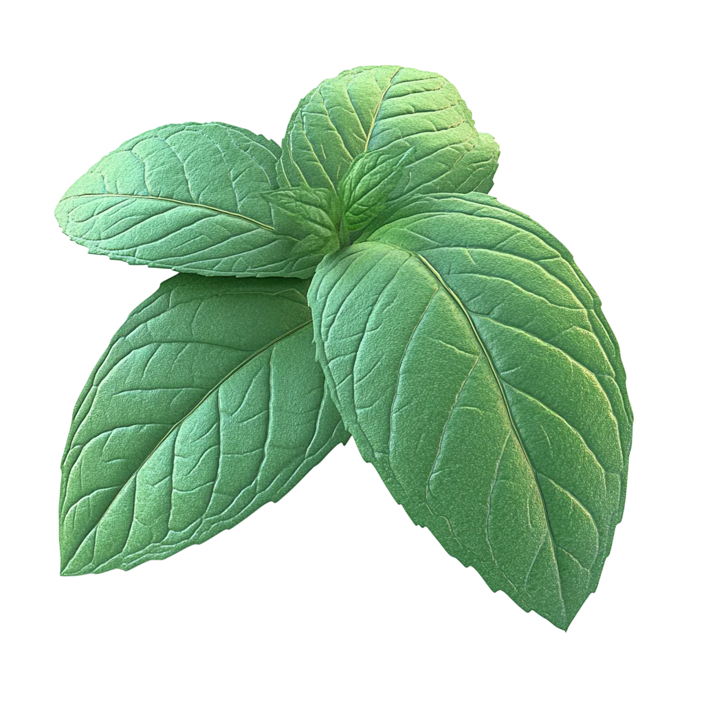 Fresh Green Mint Leaves Pair Isolated PNG