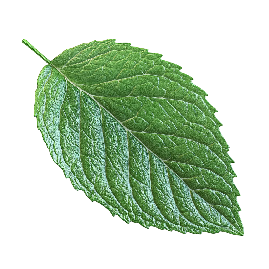 Fresh Single Green Leaf Detailed Close Up PNG