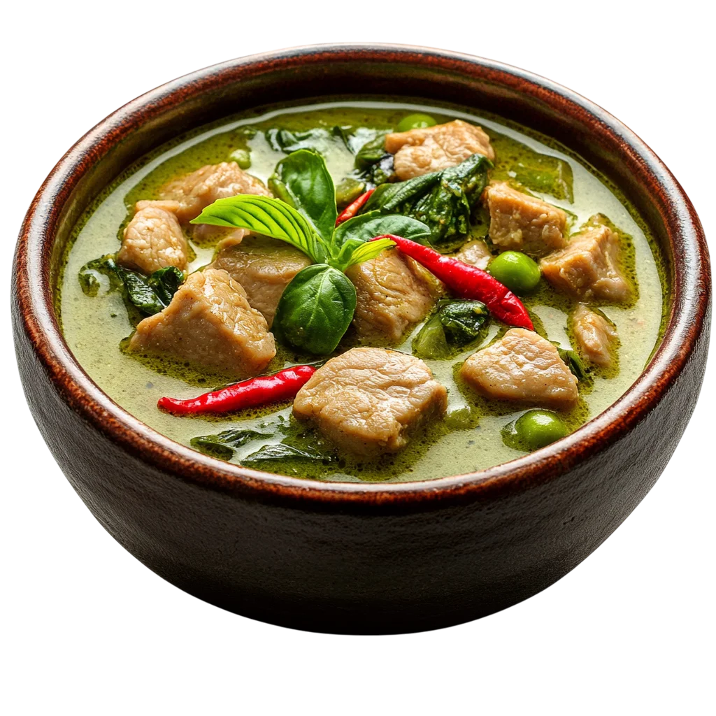 Spicy Chicken Green Curry In Bowl PNG