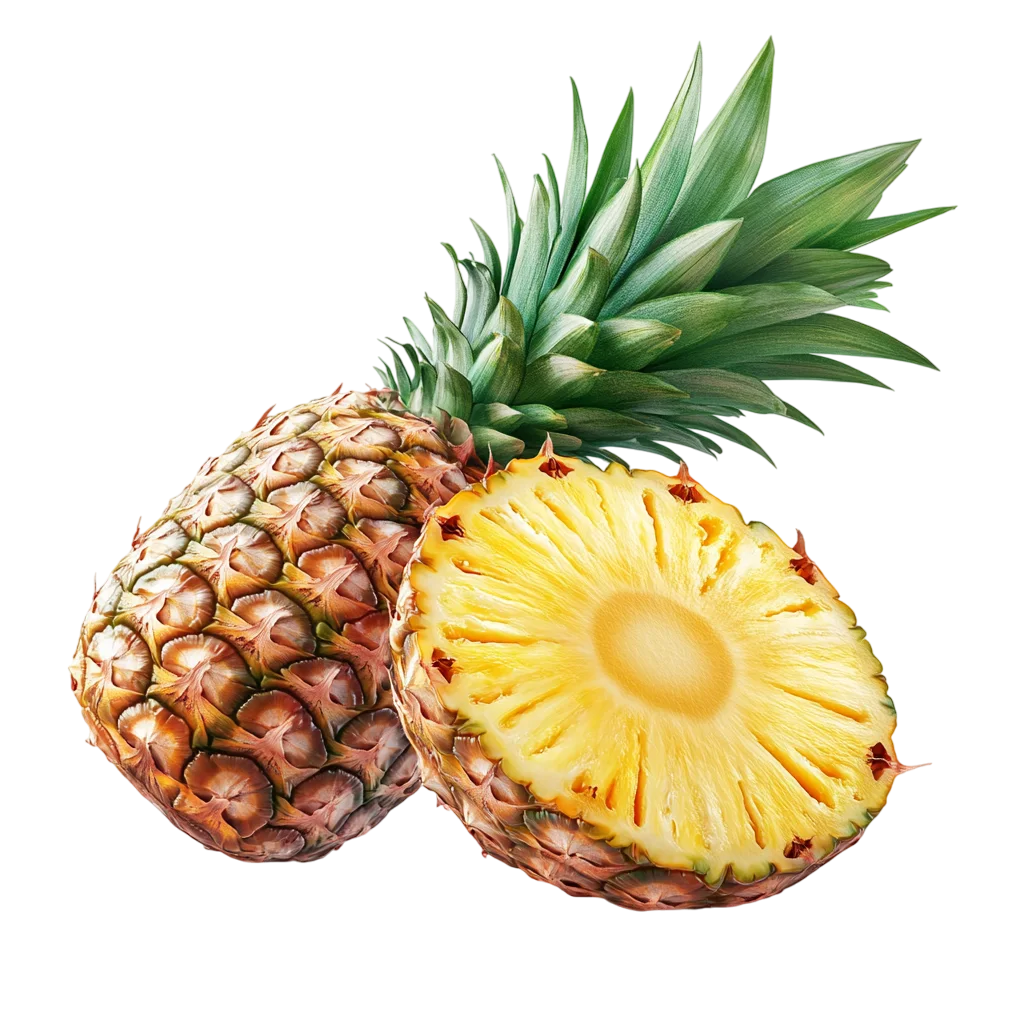 Fresh Whole And Sliced Pineapple Fruit PNG
