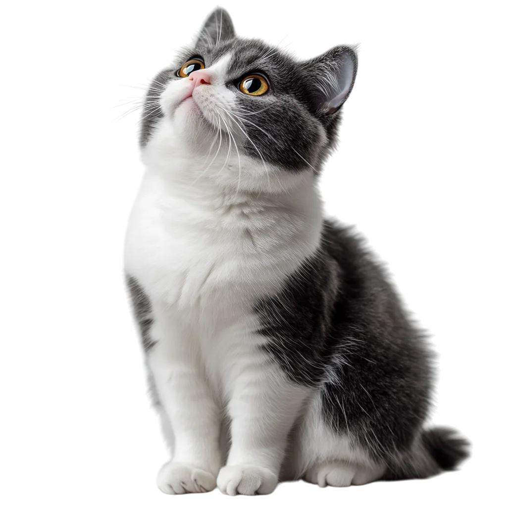 Cute Gray And White Kitten Looking Up PNG
