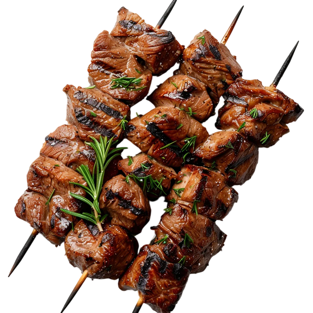 Grilled Meat Shish Kebab Skewers Platter PNG