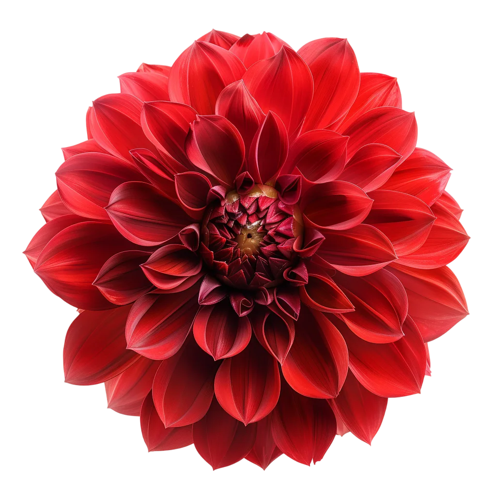 Vivid Red Dahlia Flower with Layered Petals – Free PNG