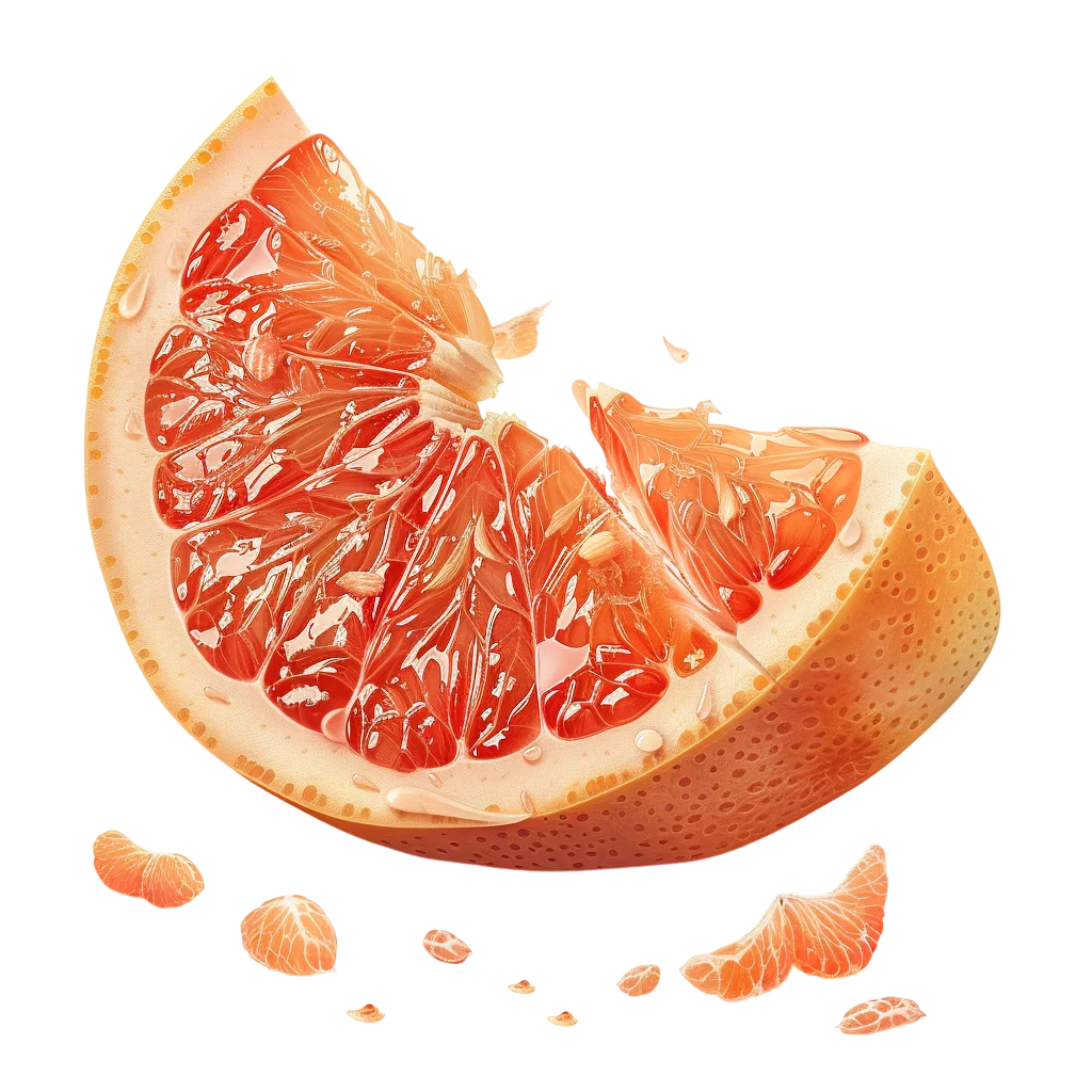 Fresh Grapefruit Wedge Citrus Fruit Piece PNG