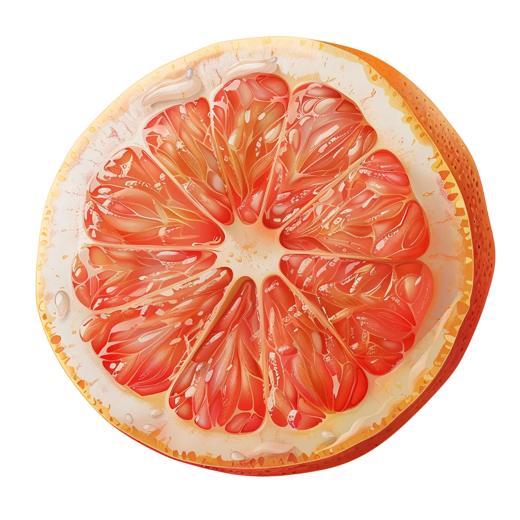 Fresh Grapefruit Sliced Citrus Wheel PNG