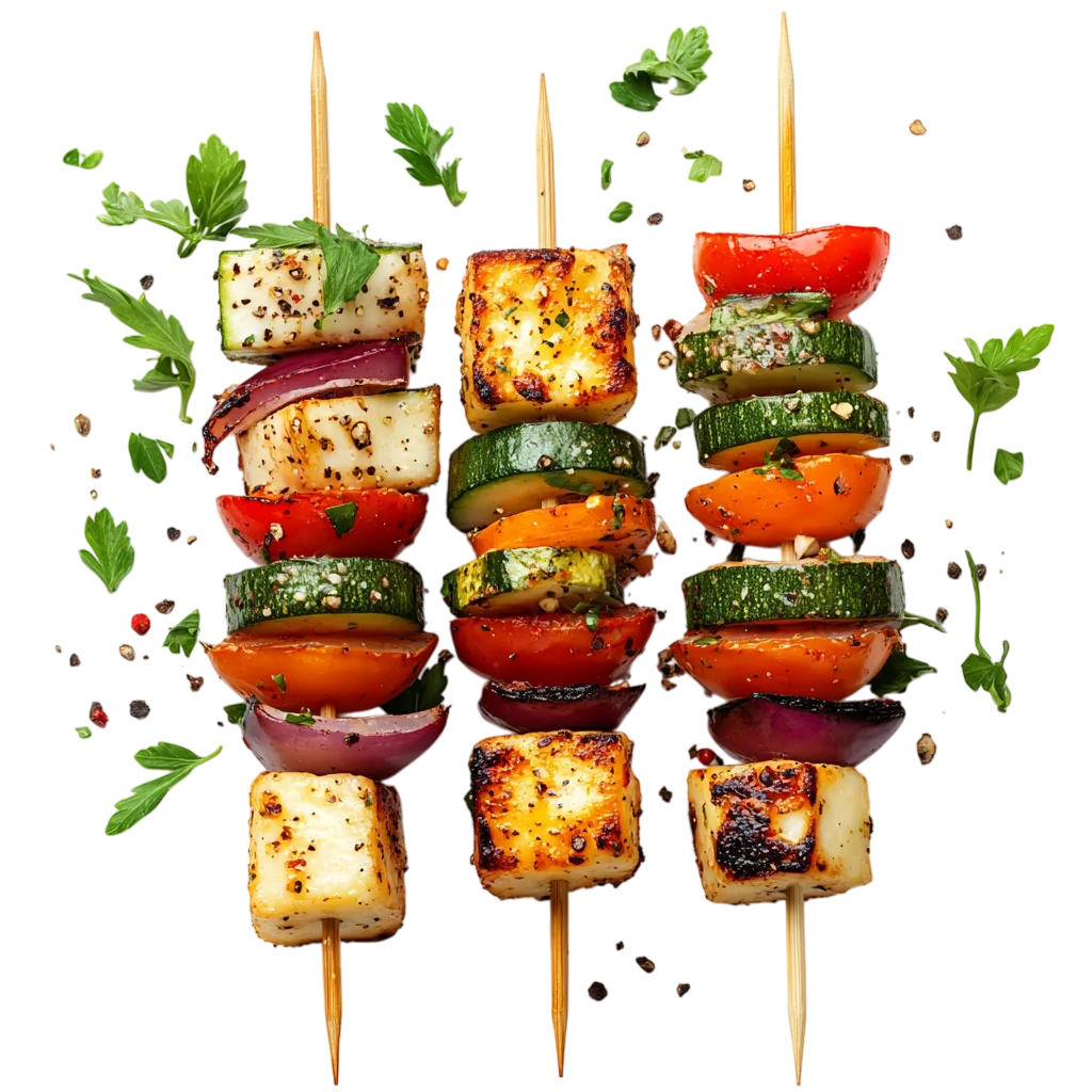 Grilled Vegetable Paneer Skewers Platter PNG