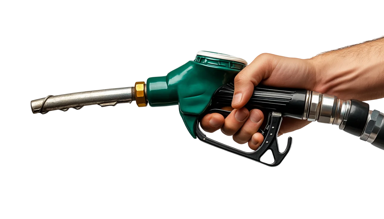 Hand Holding Fuel Dispenser Nozzle PNG