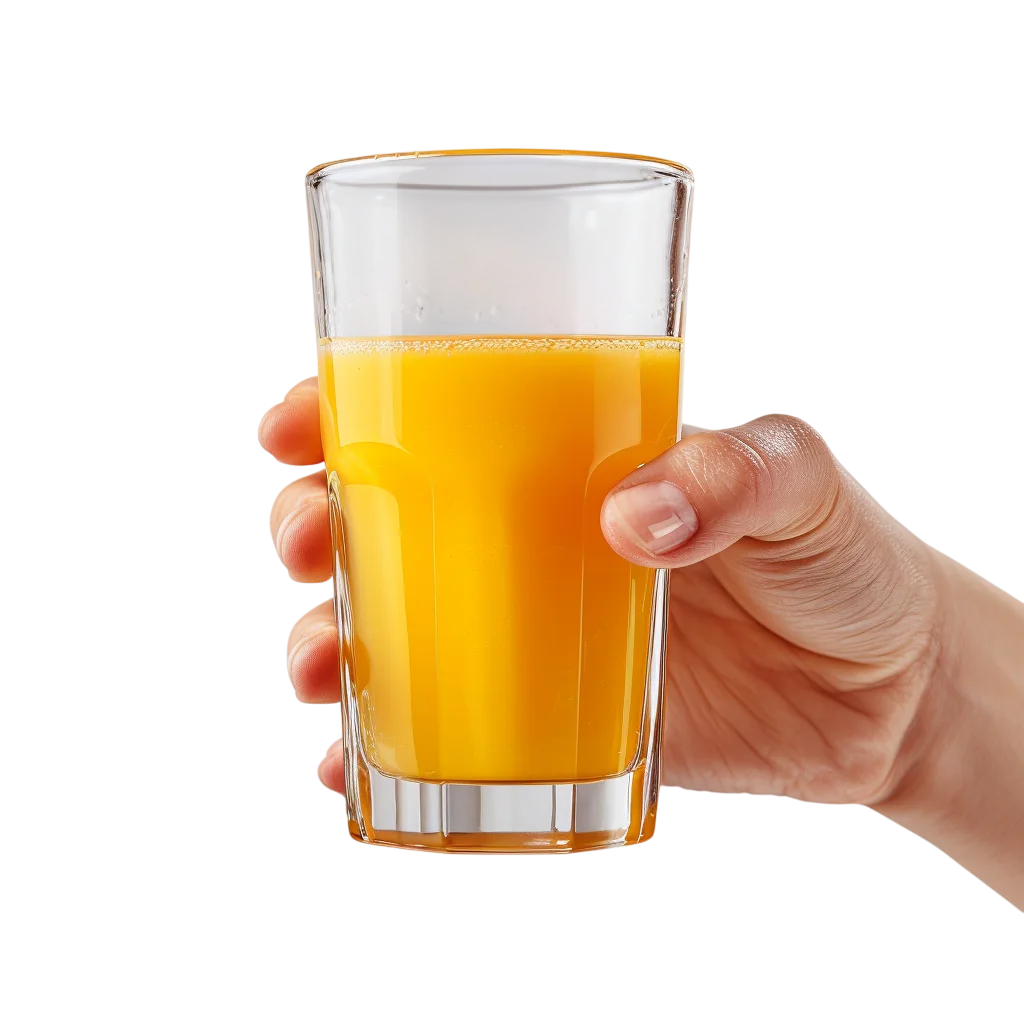 Hand Holding Glass Of Orange Juice PNG