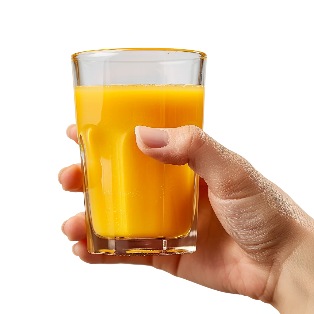 Hand Holding Glass Of Fresh Orange Juice PNG