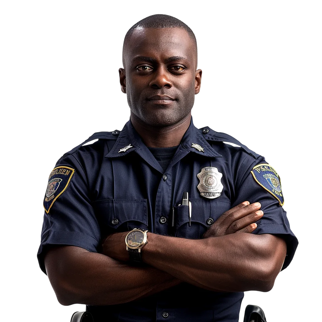 Confident Male Police Officer Uniform PNG