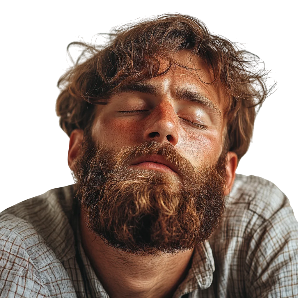 Tired Sleeping Man With Beard Close Up PNG