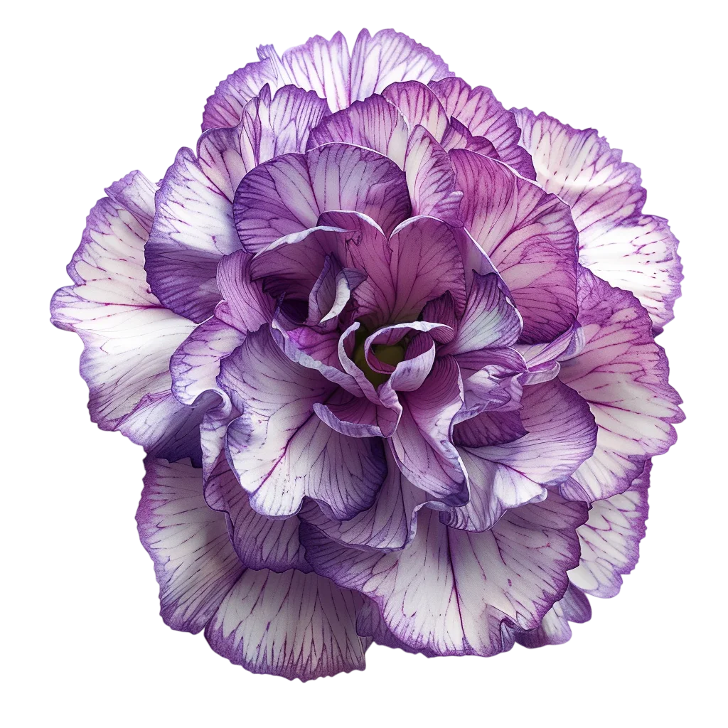 Purple and White Ruffled Carnation Bloom Free PNG