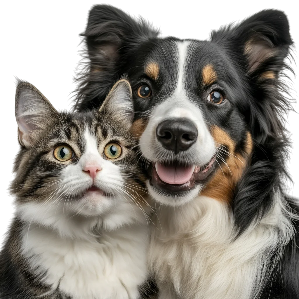 Cute Cat And Dog Together Portrait PNG