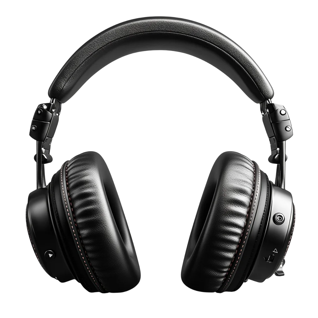 Modern Black Over Ear Headphone Asset PNG