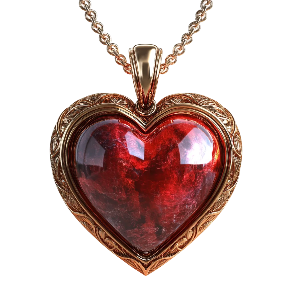 Ornate Red Crystal Heart Pendant Free PNG