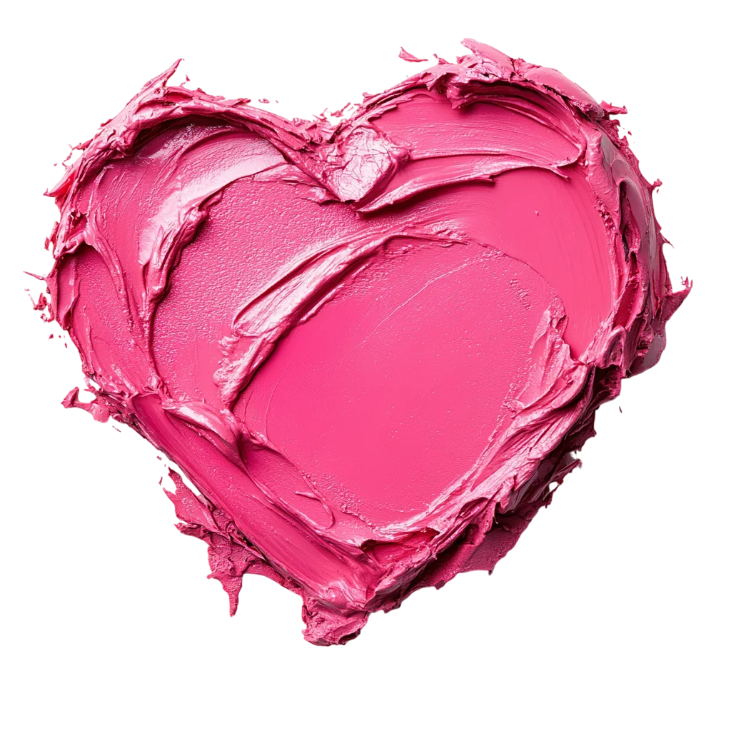 Bright Pink Lipstick Heart Smear Shape PNG