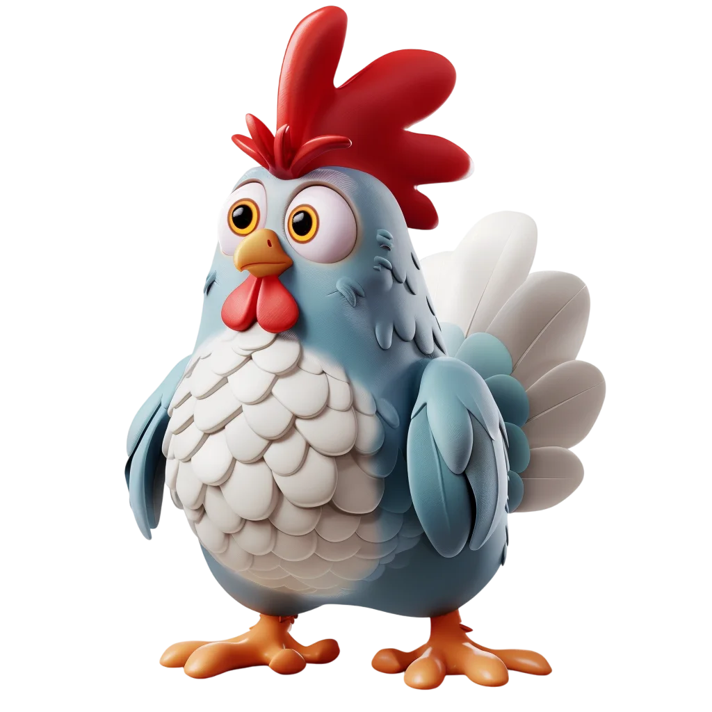 Cute Cartoon Blue Rooster Profile PNG