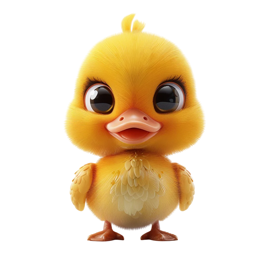 Cute Cartoon Fluffy Chick Big Eyes PNG