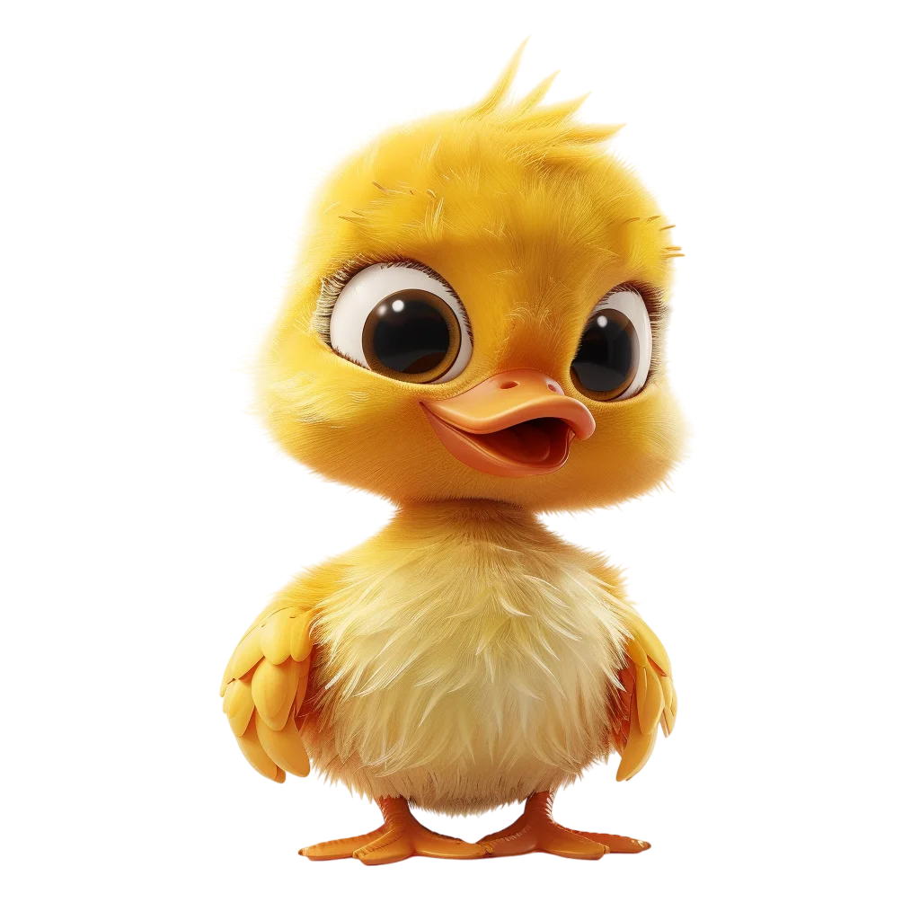 Cute Cartoon Fluffy Chick Standing PNG